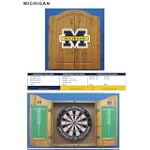 Imperial Michigan Wolverines NCAA Licensed Solid Pine Cabinet and Bristle Dartboard Set