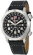 Stainless Steel Airboss Automatic GMT Black Dial Leather Strap