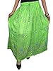 Indiatrendzs Long Skirt Golden Print Sequin Skirt-Green-Mid Skirt