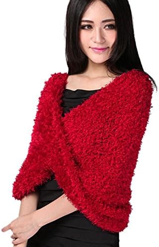Women's Fashion Magic Scarf Soft Shaggy Knit Infinity Shawl Neck Warmer Cardigan Multiple Style Wrap (wine red)