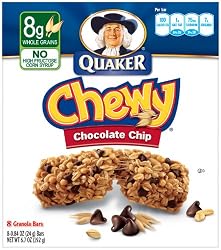 Quaker Chewy Granola Bar, Chocolate Chip, 8-Count Bars (Pack of 12)