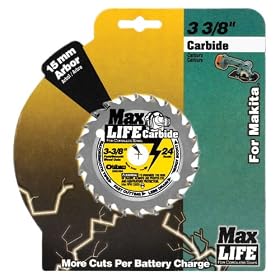 Oldham 338C424 Max Life 3-3/8-Inch 24 Tooth ATB Cordless Saw Blade with 15-Millimeter Arbor