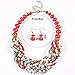 Chunky 18K Gold Coral Red Beaded Torsade Multiple Rows Twist Bib Choker Necklace