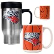 Charlotte Bobcats Stainless Steel Travel Mug & Gameball Ceramic Mug Set - Primary Logo NBA Basketball