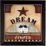 Dream Always Star Salt Box House Folk Art Framed Print by Framed Art Tilliams