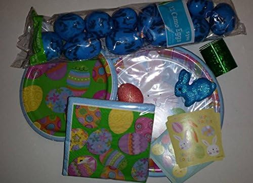 Easter Party Pack ~ Plates ~ Napkins ~ Toys ~ Stickers ~ Hiding Camo Eggs