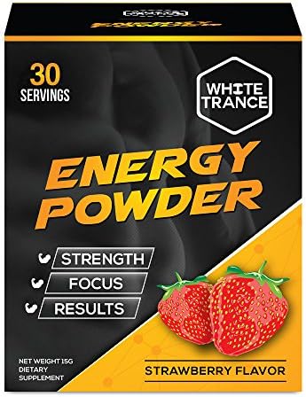 White Trance Energy Powder Pre-workout Concentrated Supplement - Strength, Energy, Focus, Endurance, Muscle Gain, Fat Burning & Weight Loss - 30 Servings - Strawberry (strawberry)