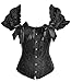 Camellias Ruched Sleeves Bridal Overbust Steel Boned Waist Cinching Corset