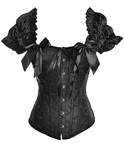 Camellias Ruched Sleeves Bridal Overbust Steel Boned Waist Cinching Corset