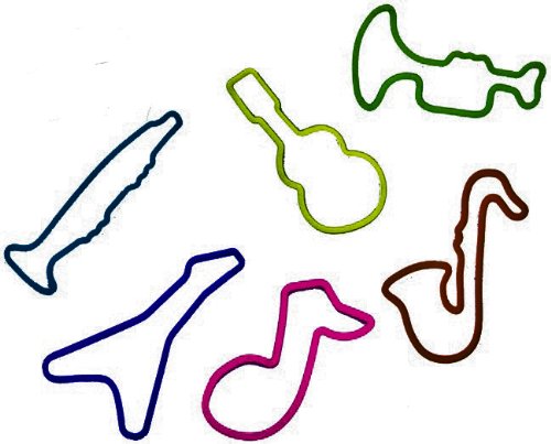 Shaped Rubber Band Pack of 12 Band Instruments