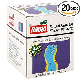 Badia Natural Herb Tea Bag, 10-Count Boxes (Pack of 20)