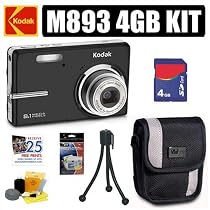 Kodak Easyshare M893 8.1MP Digital Camera Black Plus 4GB Accessoy Outfit - Kodak AKODM893BK3