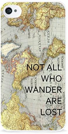 Not All Who Wander Are Lost World Map Girls Teens IPhone 4 / iPhone 4S White Case ThinShell Case Protective iPhone 4 White Case