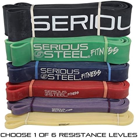 Serious Steel Assisted Pull-Up Bands, Resistance & Stretch Band (Single unit) Top Rated and Most Durable Pull-Up Assist Bands Available! *Band Pull-up and Band Starter e-Guide INCLUDED* (41" Long) Choose from 1 of 6 resistance levels!