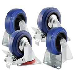 Incutex 1 Satz Transportrolle mit Trittbremse, Laufrollen, Blaue Rolle zum Transport, Lenkrollen mit Bremse, Blue Wheels f�r schwere Last, Schwerlast-Rollen, Rolle belastbar bis 140 Kg