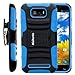 MINITURTLE, 2 in 1 Hybrid Dual Layer Armor Phone Case Cover with Kickstand, Holster Belt Clip, and Screen Protector for Android Smartphone BLU Studio 5.5 D610a (Black / Blue)