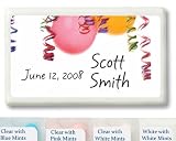 Baby Keepsake: Festive Streamers And Ballons Theme Personalized Mint Container Favors (Set of 24)
