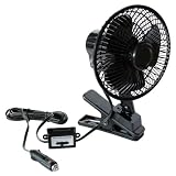 Koolatron 401-138 Black 12 Volt Oscillating Clip Auto Fan