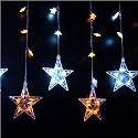 FL-1389 | 2M GOLD & WHITE LED ACRYLIC STAR CURTAIN | CHRISTMAS WINDOW LIGHTS | 75 GOLD & WHITE LED BULBS WITH A 8 FUNCTION CONTROLLER FOR STATIC/MULTI-FUNCTION EFFECTS | DECORATION IDEAS AROUND THE HOME