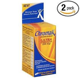 Chromax Chromium Picolinate, Ultra Strength, 500 mcg, Easy-to-Swallow, 60 Capsules (Pack of 2)