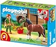 PLAYMOBIL 5108 - Shire Horse mit rot-grauer Pferdebox