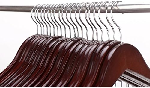 Solid Gugertree Wooden Pant Hanger, Wooden Suit Hangers with Polished Clips and Hooks, Wooden Clothes Hangers, Walnut Polished(Set of 20)
