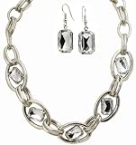 BLING & SPARKLE Statement! Big Chain & Emerald Cut Acrylic "Gem" Necklace & Earring Set 20" Chain Plus Extender