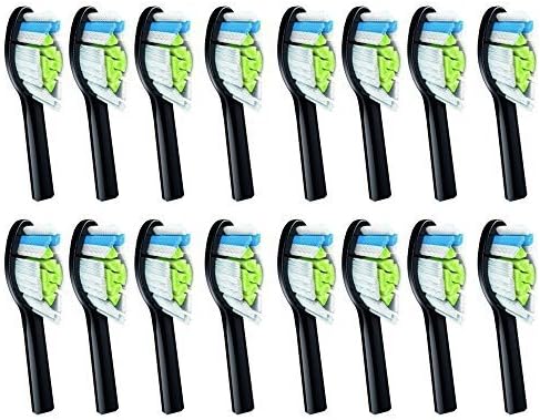 16 pcs Replacement Brush Heads Compatible with Philips Sonicare Electric Toothbrush - Model HX-6064 Black - by FolksCare(TM) by FolksCare