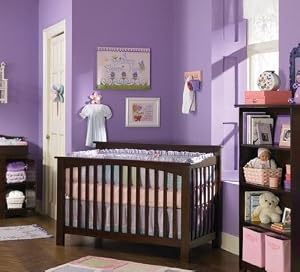 Antique Walnut Atlantic Furniture Columbia 4-in-1 Convertible Wood Baby Crib