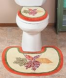 Fall Leaves Thanksgiving Entire Bathroom in a Box Rug Curtain Hooks +