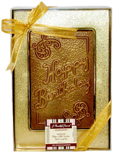 Sugar Free Happy Birthday Solid Belgian Chocolate Greeting Card - Dark Chocolate by A Bountiful Harvest