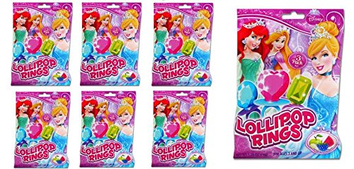 Disney Princess 3pk Lollipop Rings x 6 packs