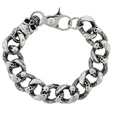Men's Stainless Steel Skull Curb Bracelet, 8.5