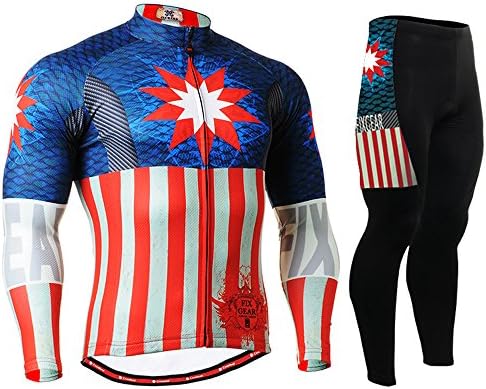 Outdoor Cycling MTB Compression Tights Captain America Jersey f_d014 Red+Blue M