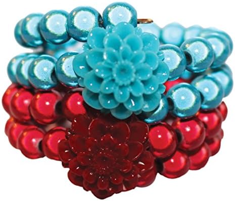 DIY Bead Bracelet Trendy Flower Fun Fashion Jewelry Red / Teal Ninette (burgundy and teal)