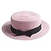 Elee Children Girls Straw Bowler Derby Hat Round Flat Brim Boater Cap
