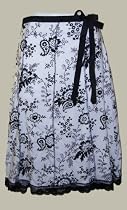 stitched skirt with lace/black white paisley