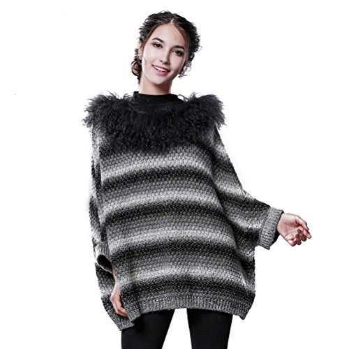 ファートーク(FURTALK)ファー ロング カーディガン　襟ファー付き カーディガン ニット服　冬秋