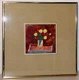 Roses, Original 1980 Gouache Painting By Carmel Art Association Artist Gerald Wasserman - Framed Artwork