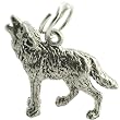 Sterling Silver Premium 3D Howling Wolf Charm
