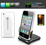 Dexim - (DPA065) Pack 3 en 1 Batterie / Dock P-Flip (2000mAh) Synchro & Charge + Housse rigide TPU pour iPhone 4 / 4S