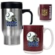 Indianapolis Colts 16oz Travel Mug & 15oz Gameball Ceramic Mug Set - Helmet logo NFL Football