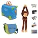 Melissa & Doug Blue Suitcase Trunki with Monkey with Trunki Blue/Green Saddlebag and Trunki Stickers