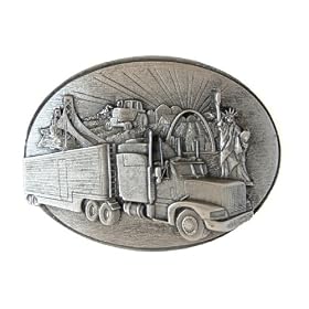 Belt Buckle - Long Haul Trucker - Pewter Belt Buckle