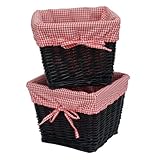 Burlington Baby Small Black Willow Basket Set with Liner, Red