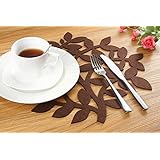 Dulce Cocina Set of 4 Chocolate Felt Placemats - 38 cm (15 Inch) Round - Liquid Absorbent & Heat Resistant