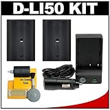 (2) CTA D-LI50 Rechargeable Li-ion Batteries + Mini Battery Charger + Clean ....
