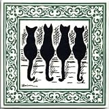CERAMIC ART TILE WALL PLAQUES WITH CATS by Besheer Art Tile, Bedford, New Hampshire, U.S.A.