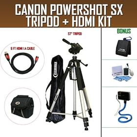 Photography Accessory Pack with HDMI Cable Tripod for Canon PowerShot SX200 IS and Canon PowerShot SX210 IS