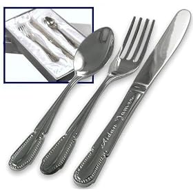 Personalised Childrens Silver Plated 3 Piece Cutlery Set Engraved Free